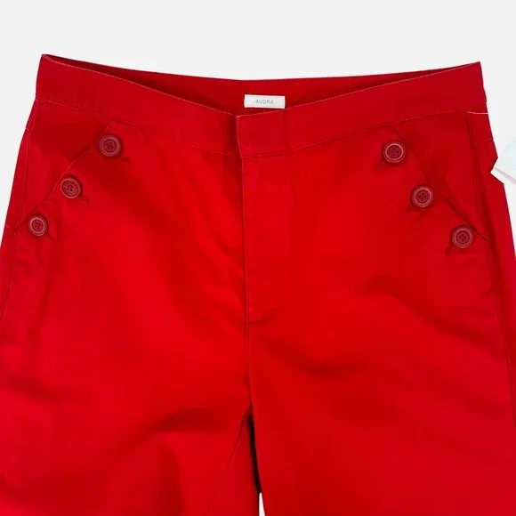 NWT Liz Claiborne Womens Audra Red Wide Leg Cropped Pants Size 12 - Picture 2 of 12